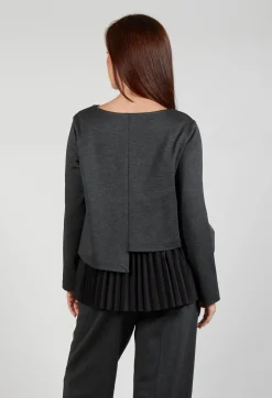 Pleated Top with Overlay in Antracite and Nero