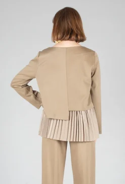 Pleated Top with Overlay in Caramel