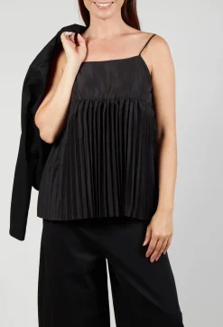 Pleated Top with Overlay in Black