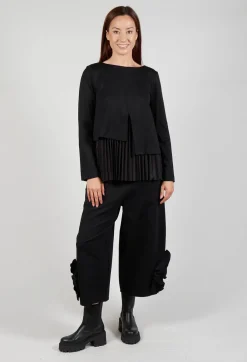 Pleated Top with Overlay in Black