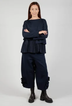 Pleated Top with Overlay in Blue Nights