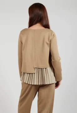 Pleated Top with Overlay in Caramel