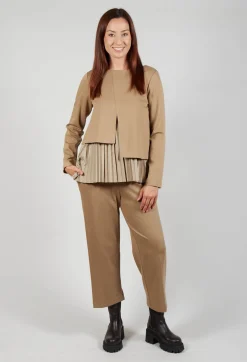 Pleated Top with Overlay in Caramel