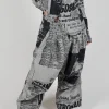 Pleated Waist Trousers in Black Jacquard