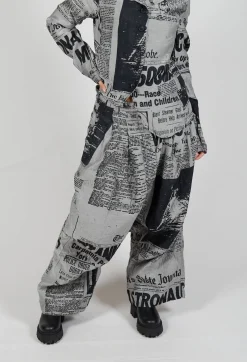 Pleated Waist Trousers in Black Jacquard