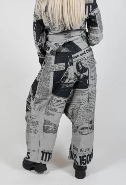 Pleated Waist Trousers in Black Jacquard