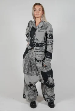 Pleated Waist Trousers in Black Jacquard