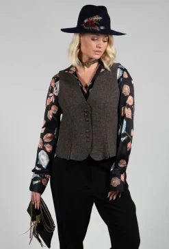Pleated Waistcoat in Tweed