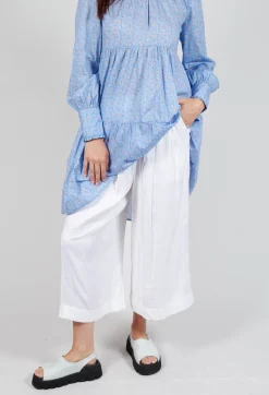 Pleated Wide Leg Trousers in White
