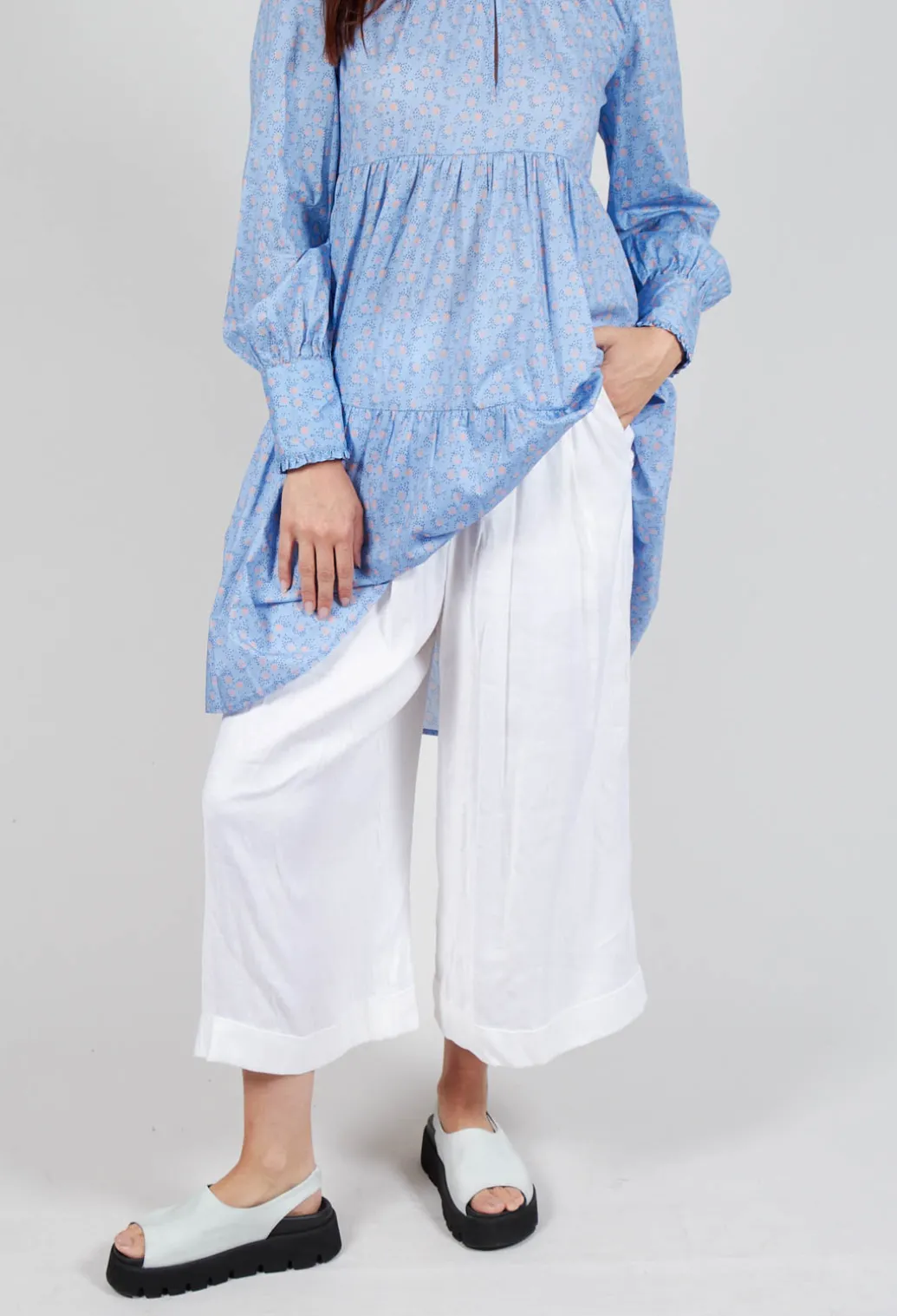 Pleated Wide Leg Trousers in White