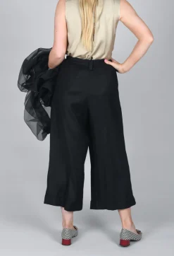 Pleated Wide Leg Trousers in Black