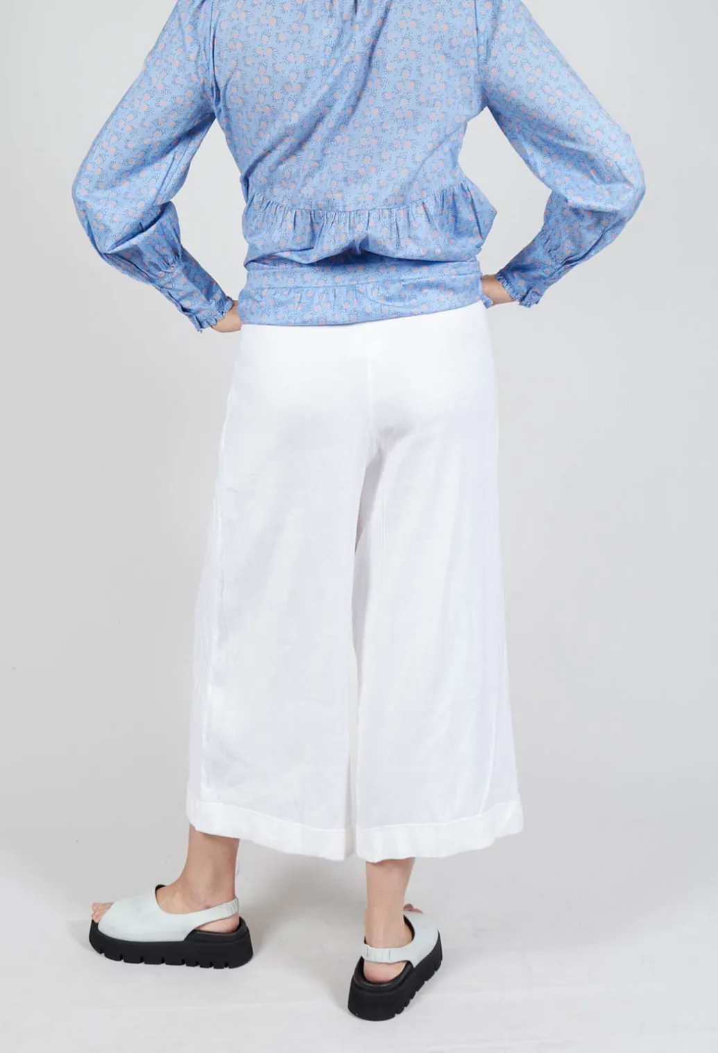 Pleated Wide Leg Trousers in White