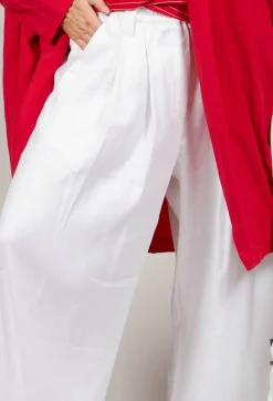 Pleated Wide Leg Trousers in White