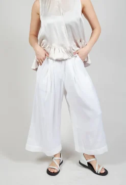 Pleated Wide Leg Trousers in White