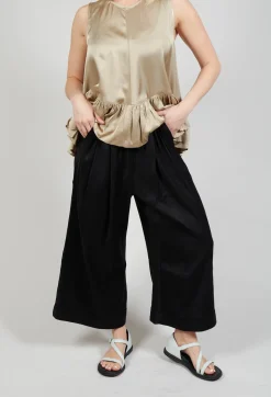 Pleated Wide Leg Trousers in Black