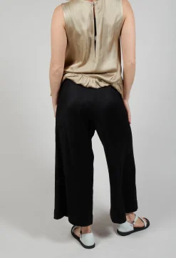 Pleated Wide Leg Trousers in Black