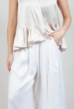 Pleated Wide Leg Trousers in White