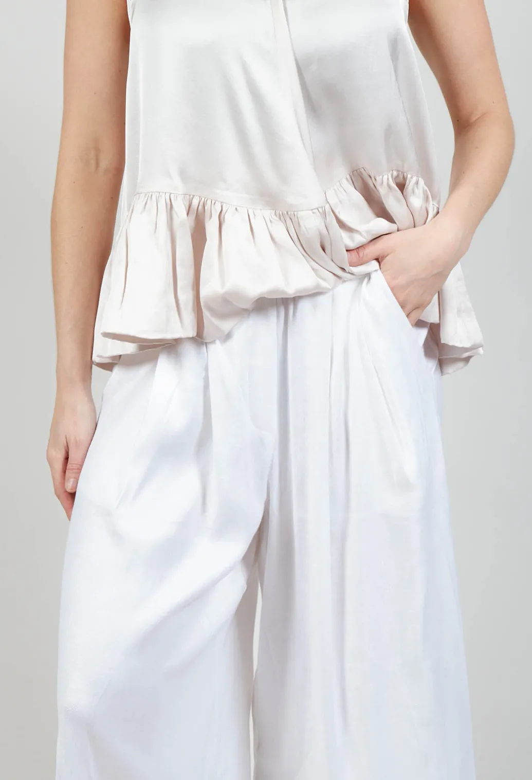 Pleated Wide Leg Trousers in White