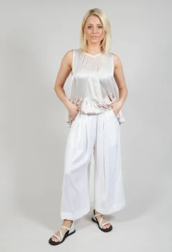 Pleated Wide Leg Trousers in White