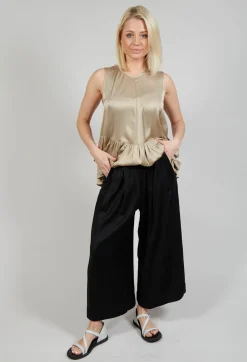 Pleated Wide Leg Trousers in Black
