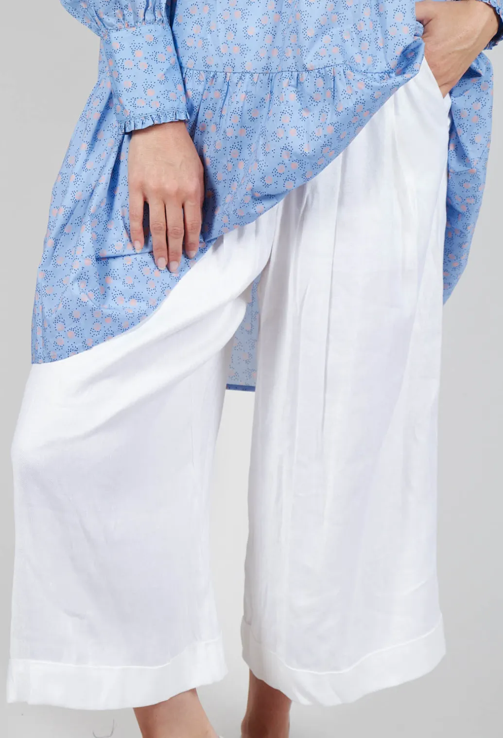 Pleated Wide Leg Trousers in White