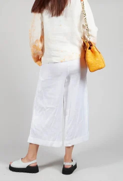 Pleated Wide Leg Trousers in White