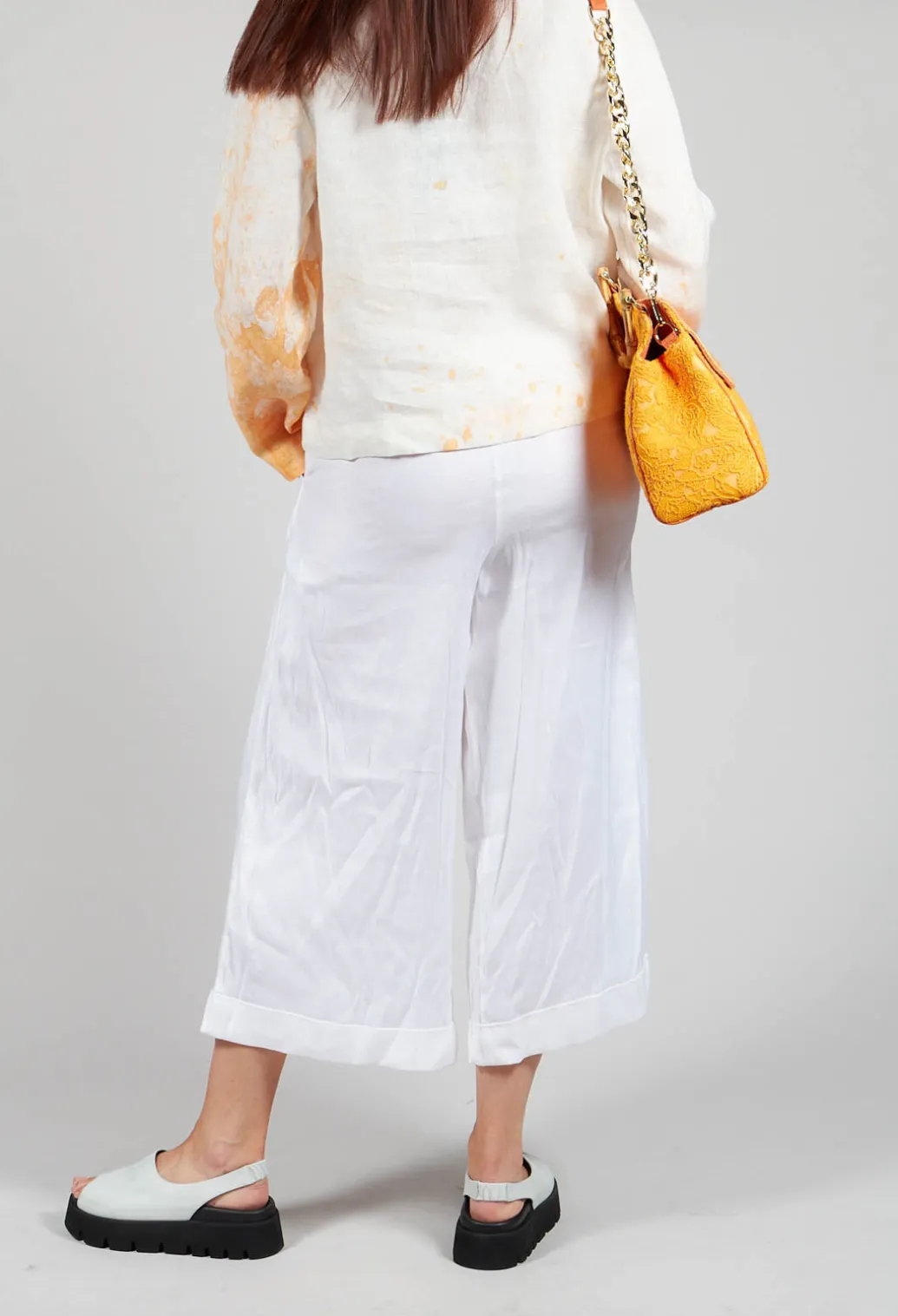 Pleated Wide Leg Trousers in White