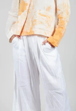 Pleated Wide Leg Trousers in White