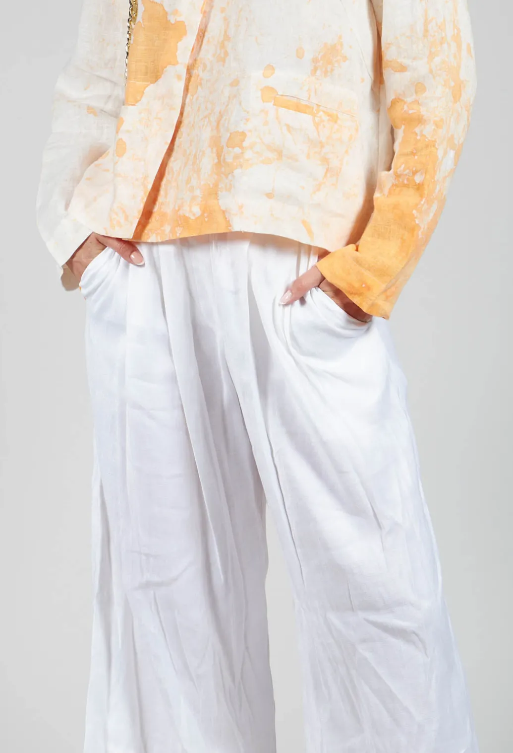 Pleated Wide Leg Trousers in White