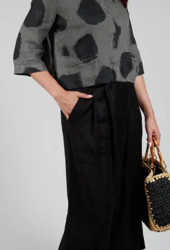 Pleated Wide Leg Trousers in Black