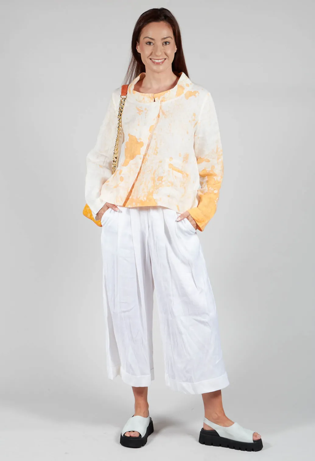 Pleated Wide Leg Trousers in White