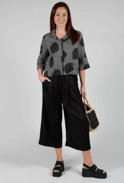 Pleated Wide Leg Trousers in Black