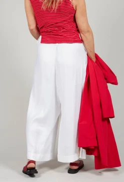 Pleated Wide Leg Trousers in White