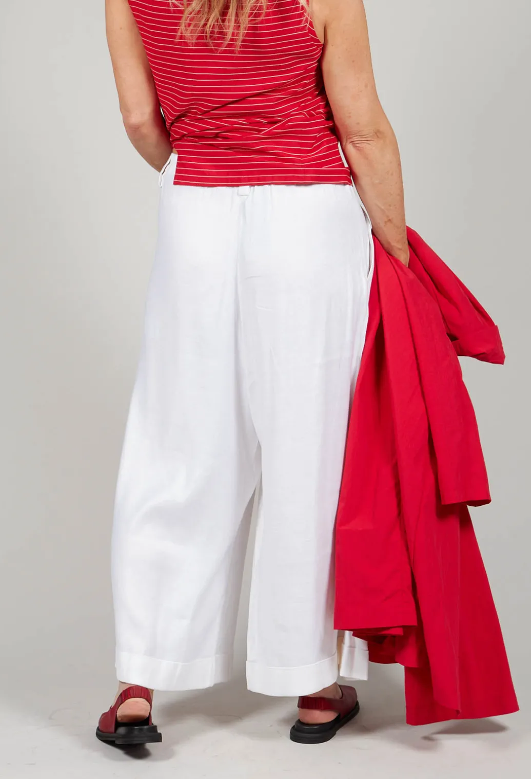 Pleated Wide Leg Trousers in White