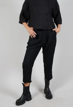 Pleated Wool Trousers in Black