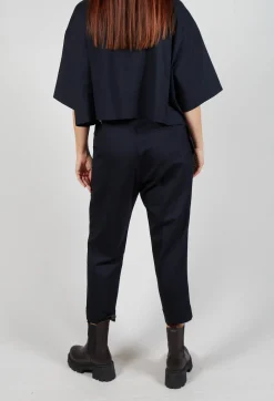 Pleated Wool Trousers in Navy