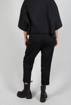 Pleated Wool Trousers in Black