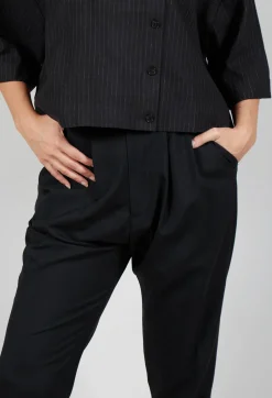 Pleated Wool Trousers in Black