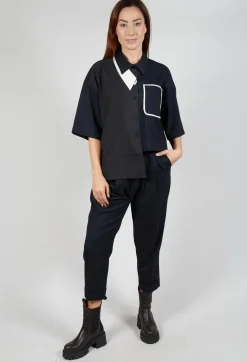 Pleated Wool Trousers in Navy