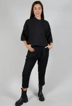 Pleated Wool Trousers in Black