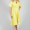 Pleats & Lace Dress in Sunflower