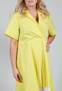 Pleats & Lace Dress in Sunflower