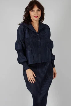 Plisse Bubble Shirt in Dark Nights