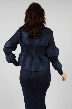 Plisse Bubble Shirt in Dark Nights