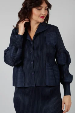 Plisse Bubble Shirt in Dark Nights