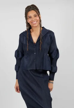 Plisse Bubble Shirt in Dark Nights