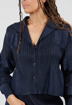 Plisse Bubble Shirt in Dark Nights