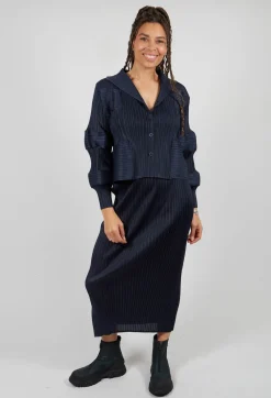 Plisse Bubble Shirt in Dark Nights
