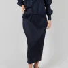 Plisse Pencil Skirt in Blue Nights