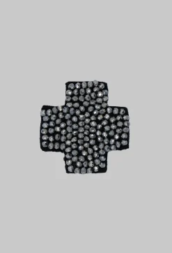 Plus Shape Beaded Accessory Patch in Silver